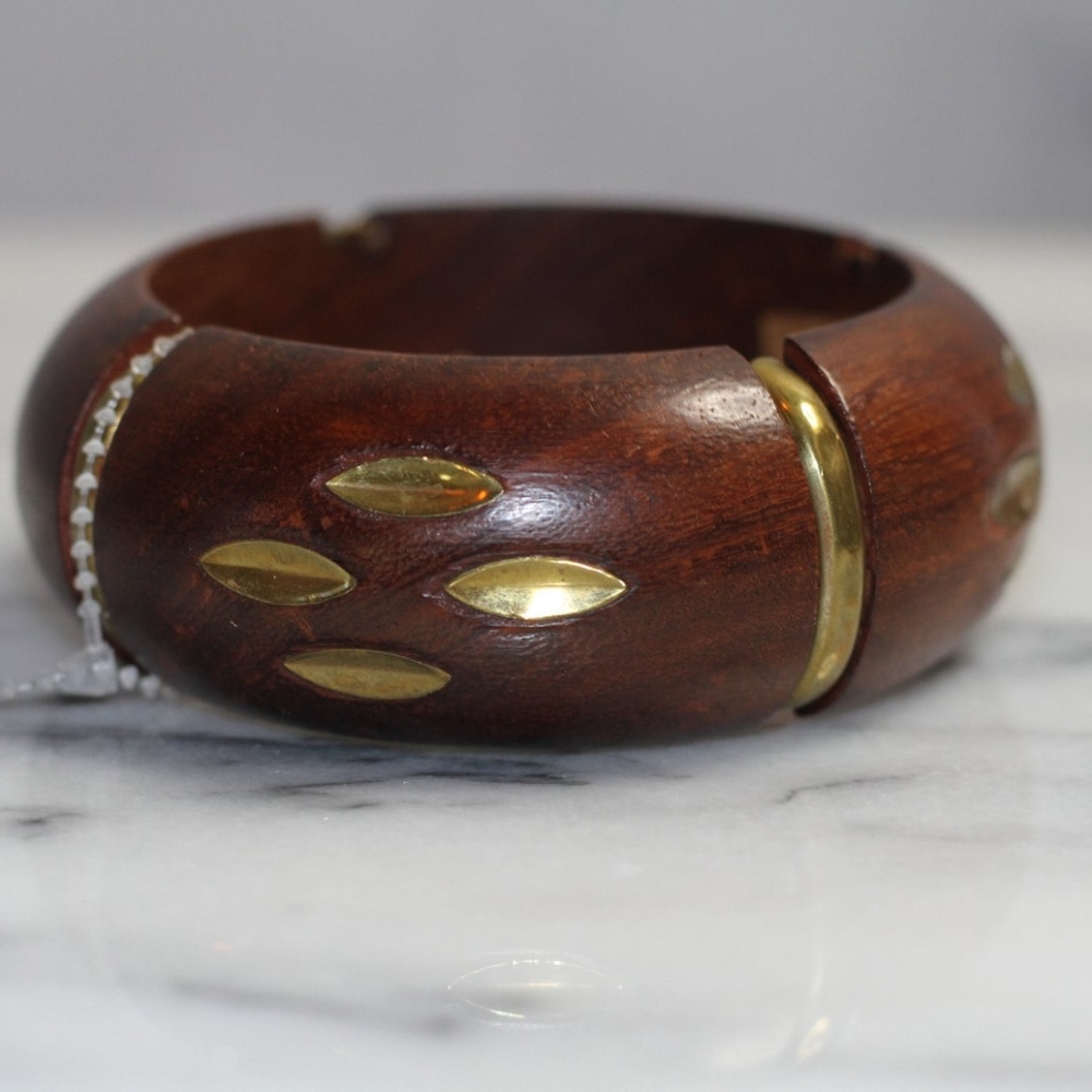 Gold & Wood Bracelet